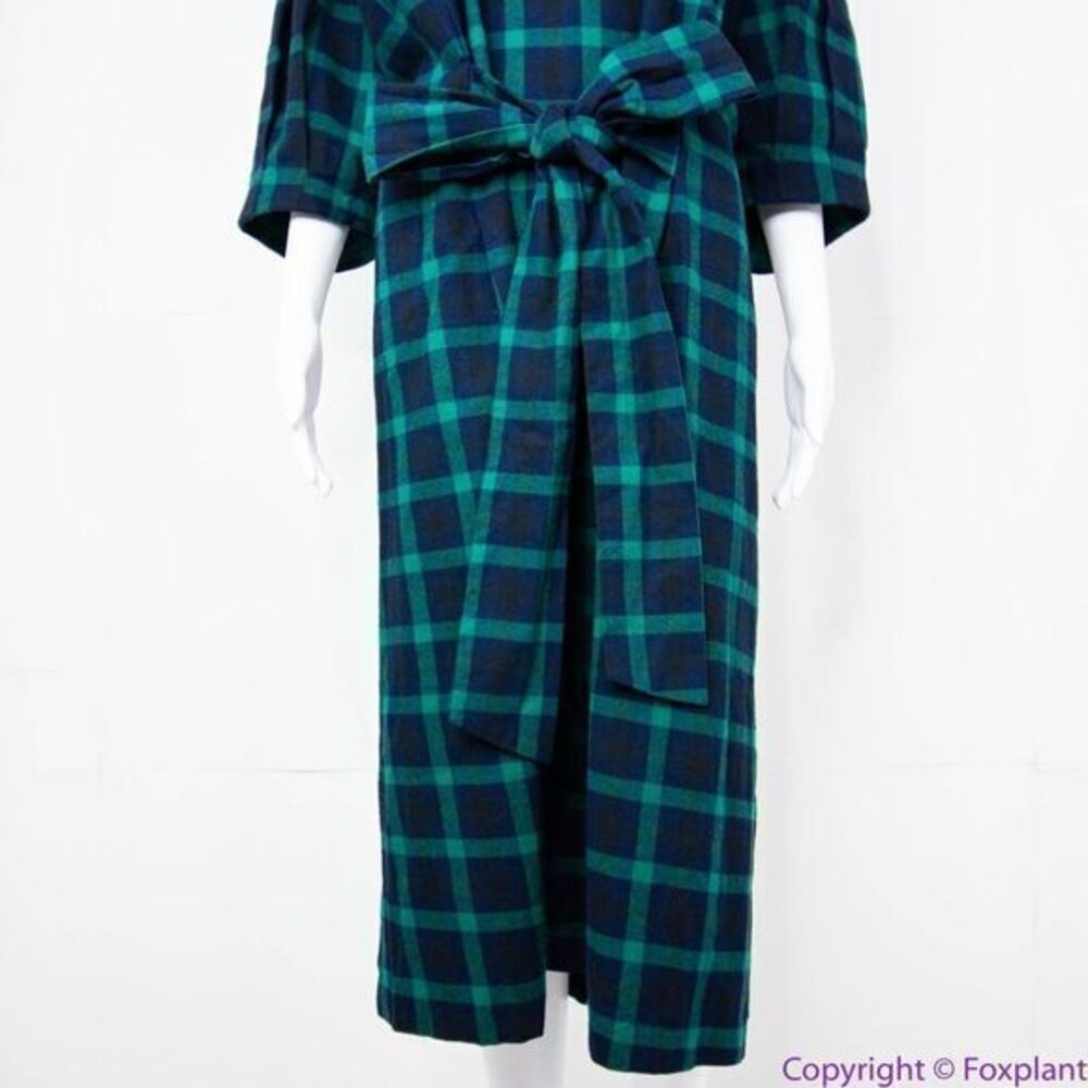 NEW Eloquii green Plaid V-Neck‎ Dress with Side Slits tie waist, plus size 28 - Picture 6 of 16